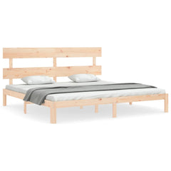 Bed Frame without Mattress Solid Wood Pine with Headboard Length 200 cm Natural 200 cm