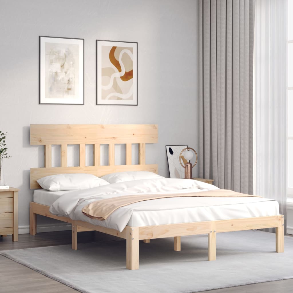 vidaXL Bed Frame without Mattress Small Double Solid Wood Pine 4