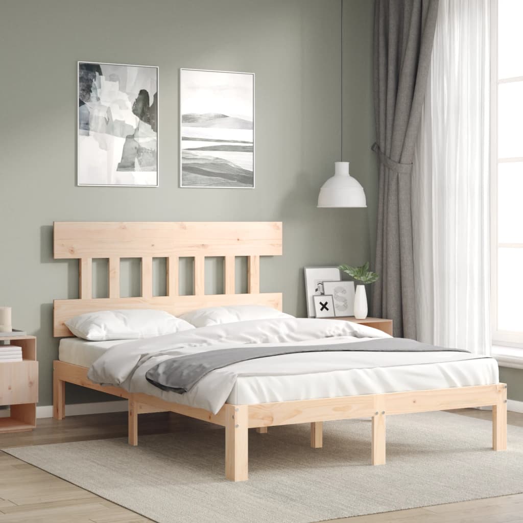 vidaXL Bed Frame without Mattress Small Double Solid Wood Pine 1