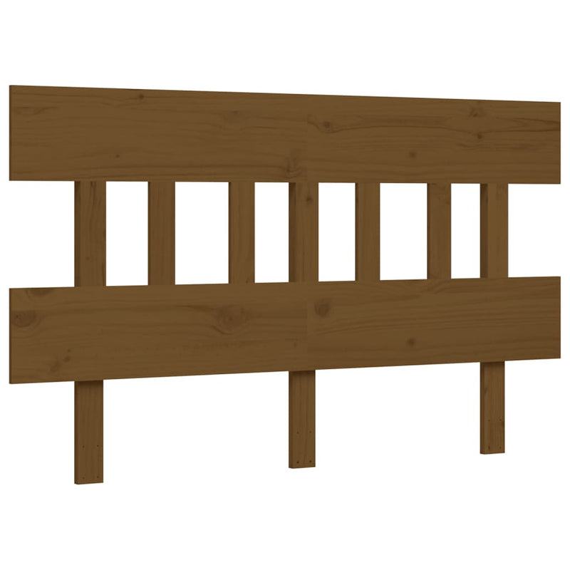 Bed Frame with Headboard Honey Brown Double Solid Wood