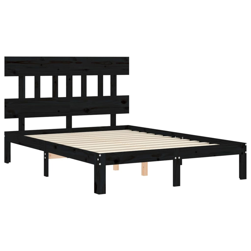 Bed Frame with Headboard Black 120x200 cm Solid Wood