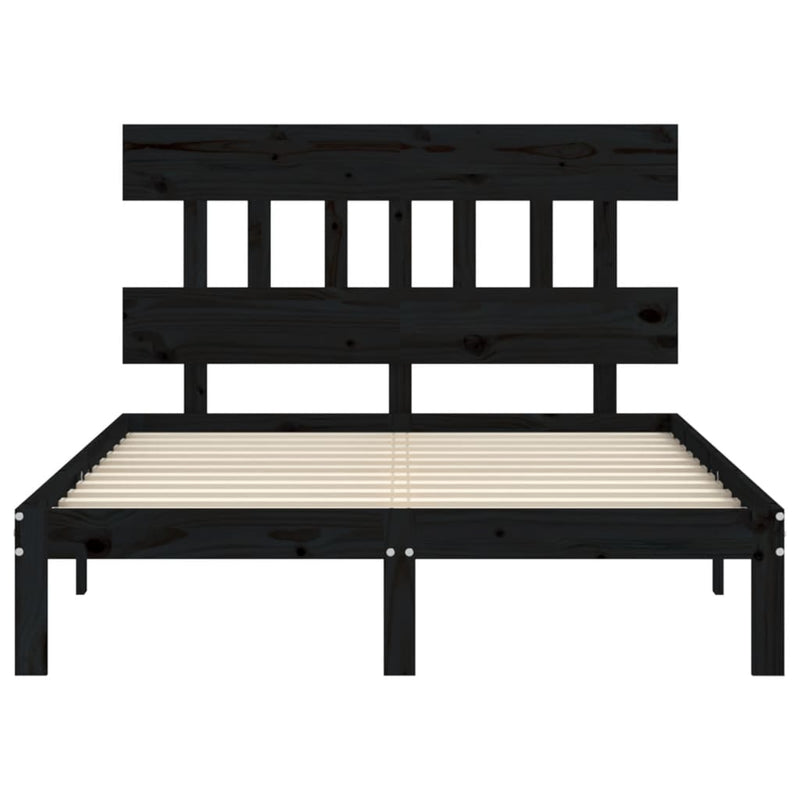 Bed Frame with Headboard Black 120x200 cm Solid Wood