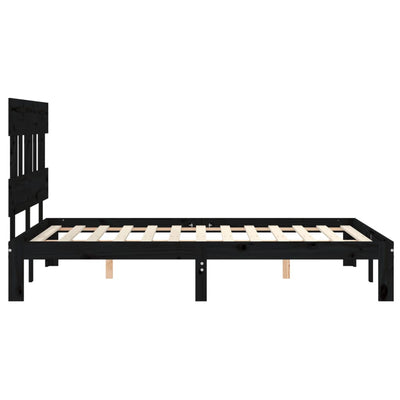 Bed Frame with Headboard Black 120x200 cm Solid Wood