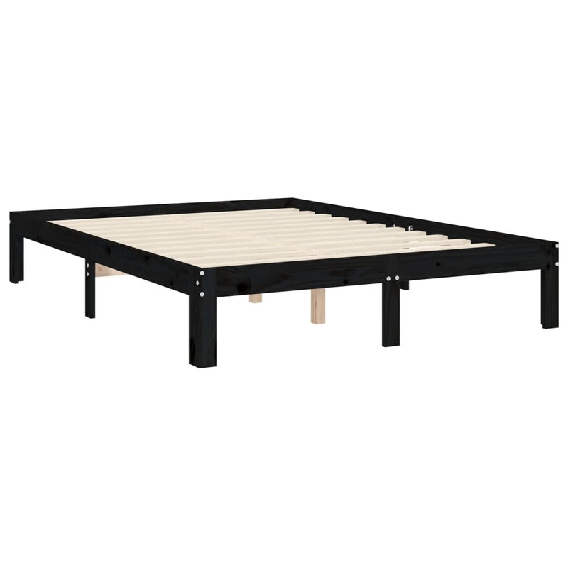 Bed Frame with Headboard Black 120x200 cm Solid Wood