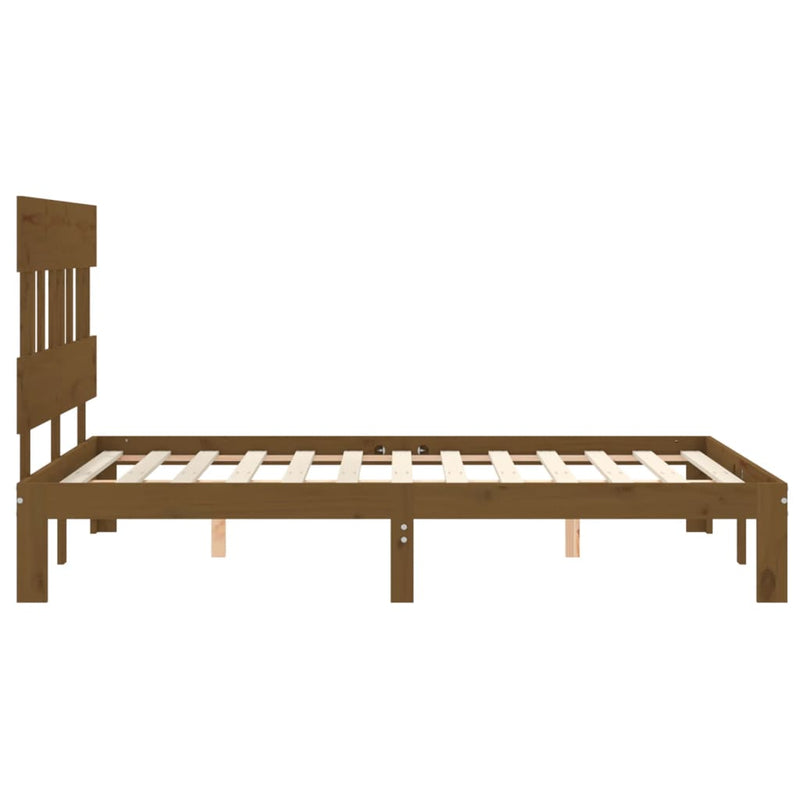 Bed Frame with Headboard Honey Brown 140x200 cm Solid Wood