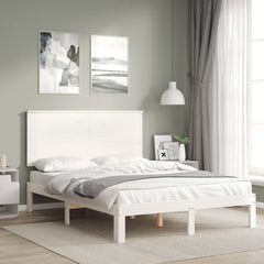 vidaXL Bed Frame without Mattress White Small Double Solid Wood Pine 4