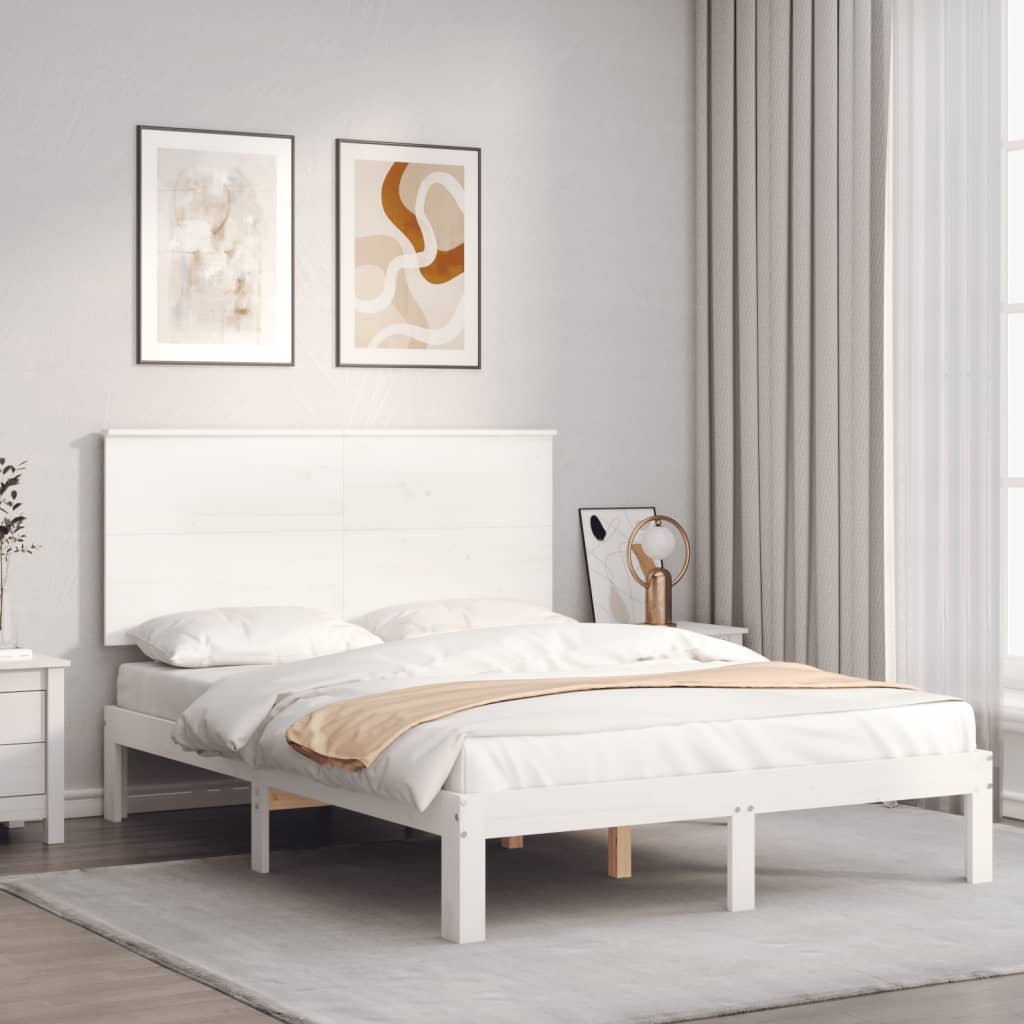 vidaXL Bed Frame without Mattress White Small Double Solid Wood Pine 1