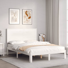vidaXL Bed Frame without Mattress White Small Double Solid Wood Pine 1