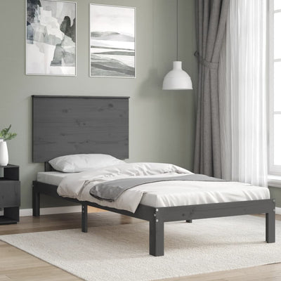 Bed Frame with Headboard Grey 90x200 cm Solid Wood