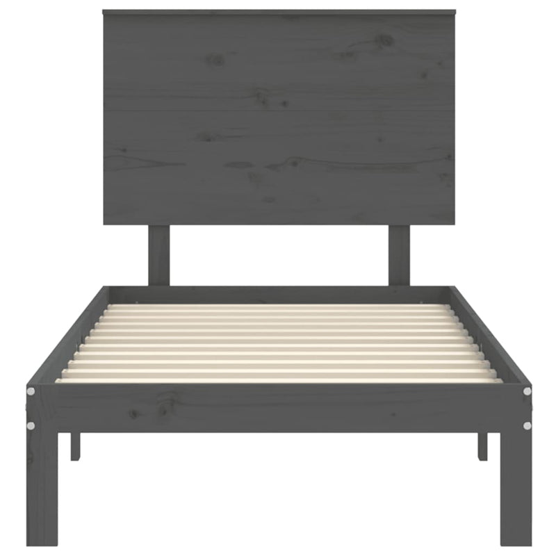 Bed Frame with Headboard Grey 90x200 cm Solid Wood