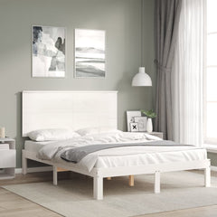 Bed Frame without Mattress Solid Wood Pine Length 200 cm White 120 cm