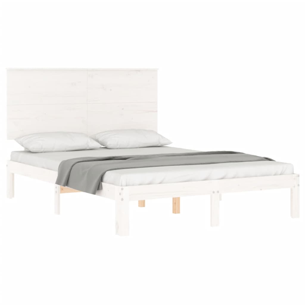 Bed Frame without Mattress Solid Wood Pine Length 200 cm White 120 cm