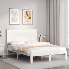 Bed Frame without Mattress Solid Wood Pine Length 200 cm White 120 cm