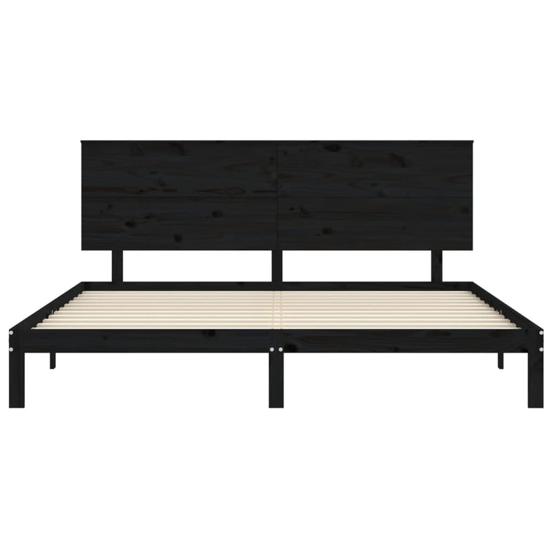 Bed Frame with Headboard Black 200x200 cm Solid Wood