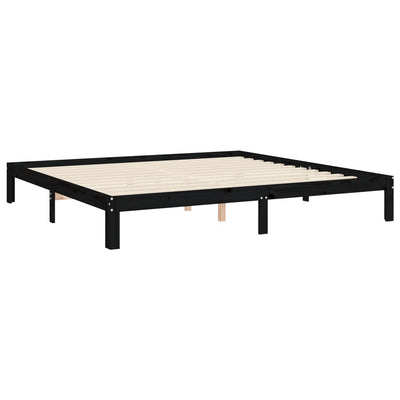 Bed Frame with Headboard Black 200x200 cm Solid Wood