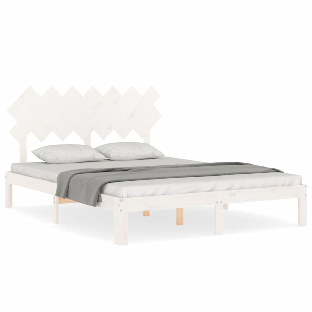 Bed Frame without Mattress Solid Wood Pine Length 200 cm White 140 cm