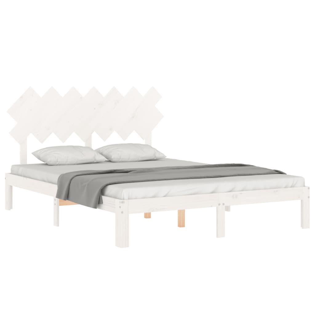 Bed Frame without Mattress Solid Wood Pine Length 200 cm White 140 cm