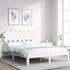 Bed Frame without Mattress Solid Wood Pine Length 200 cm White 140 cm