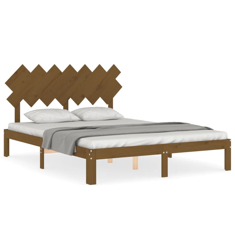 Bed Frame with Headboard Honey Brown 140x200 cm Solid Wood