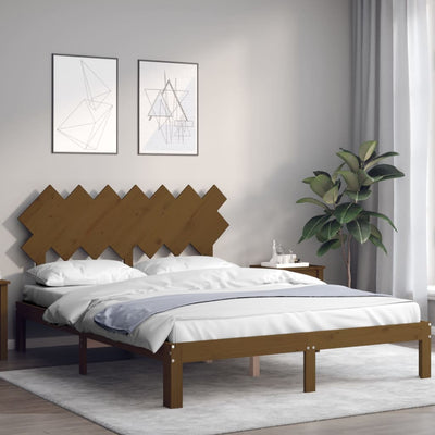 Bed Frame with Headboard Honey Brown 140x200 cm Solid Wood