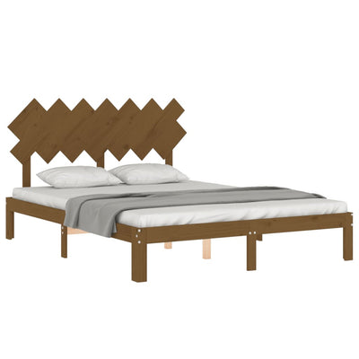 Bed Frame with Headboard Honey Brown 140x200 cm Solid Wood