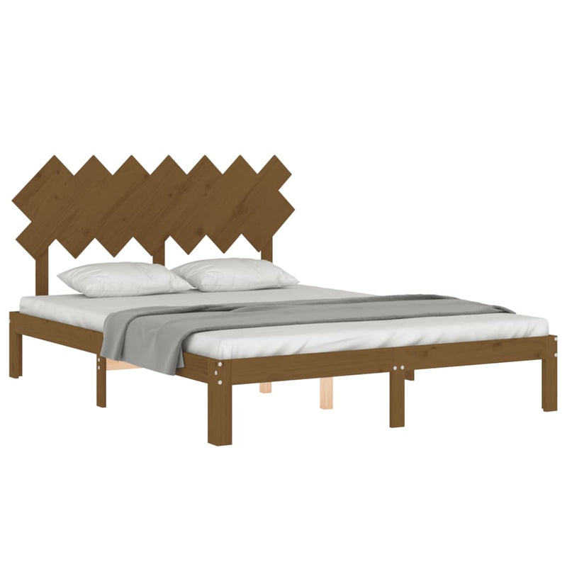 Bed Frame with Headboard Honey Brown 140x200 cm Solid Wood