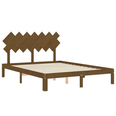 Bed Frame with Headboard Honey Brown 140x200 cm Solid Wood