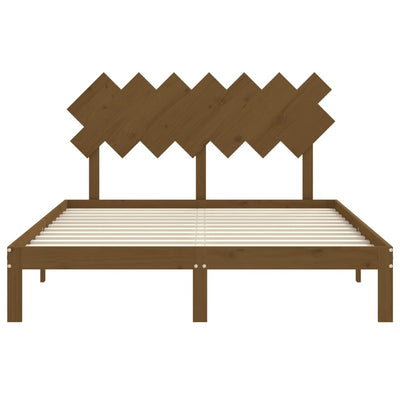 Bed Frame with Headboard Honey Brown 140x200 cm Solid Wood