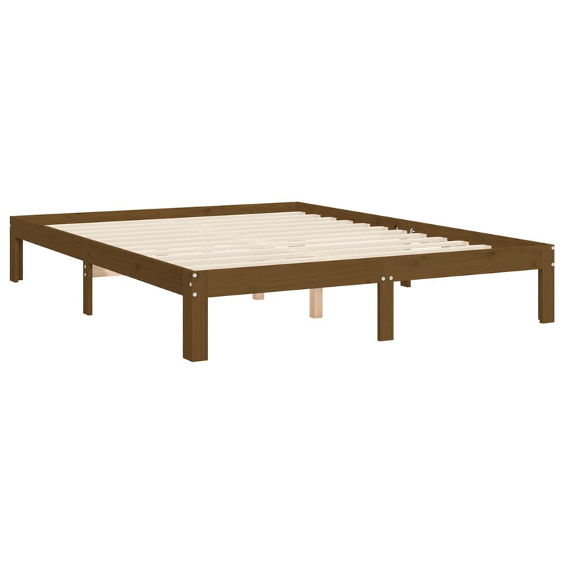 Bed Frame with Headboard Honey Brown 140x200 cm Solid Wood