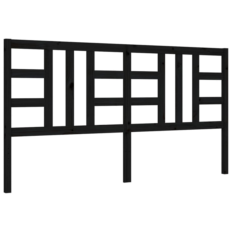 Bed Frame with Headboard Black Super King Size Solid Wood