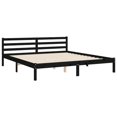 Bed Frame with Headboard Black Super King Size Solid Wood