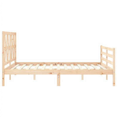 Bed Frame with Headboard King Size Solid Wood