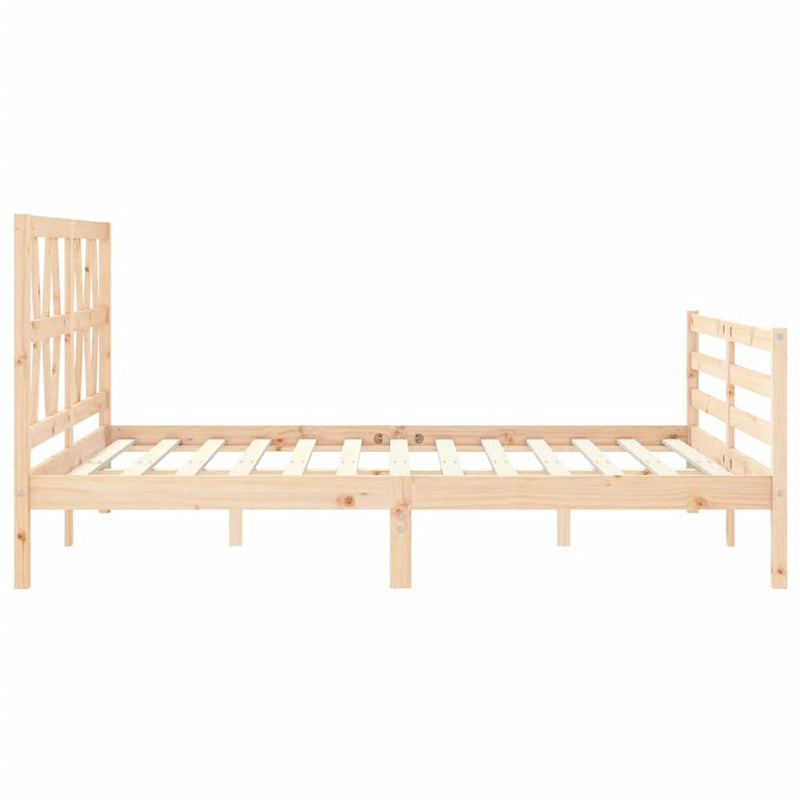 Bed Frame with Headboard King Size Solid Wood