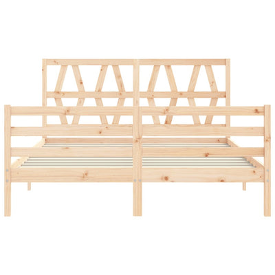 Bed Frame with Headboard King Size Solid Wood