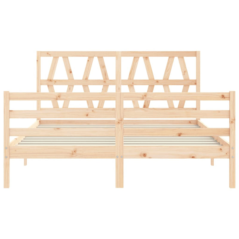 Bed Frame with Headboard King Size Solid Wood