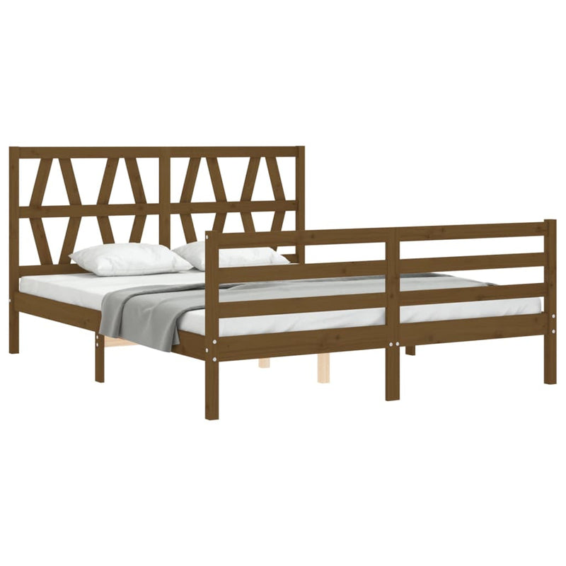 Bed Frame with Headboard Honey Brown 160x200 cm Solid Wood