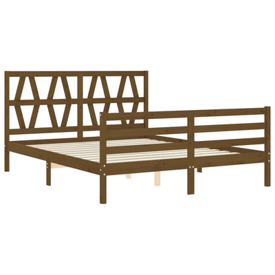 Bed Frame with Headboard Honey Brown 160x200 cm Solid Wood