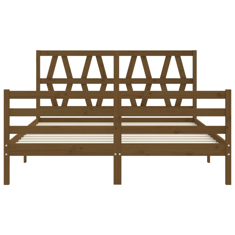 Bed Frame with Headboard Honey Brown 160x200 cm Solid Wood