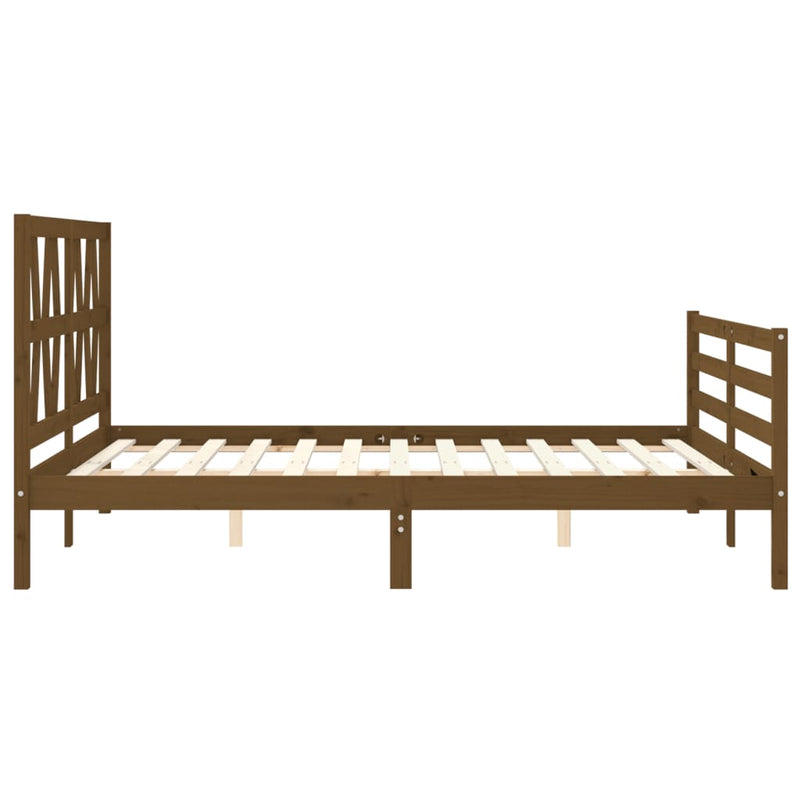 Bed Frame with Headboard Honey Brown 160x200 cm Solid Wood