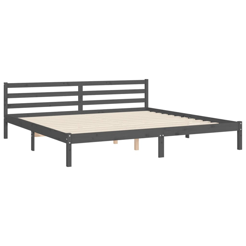 Bed Frame with Headboard Grey 200x200 cm Solid Wood