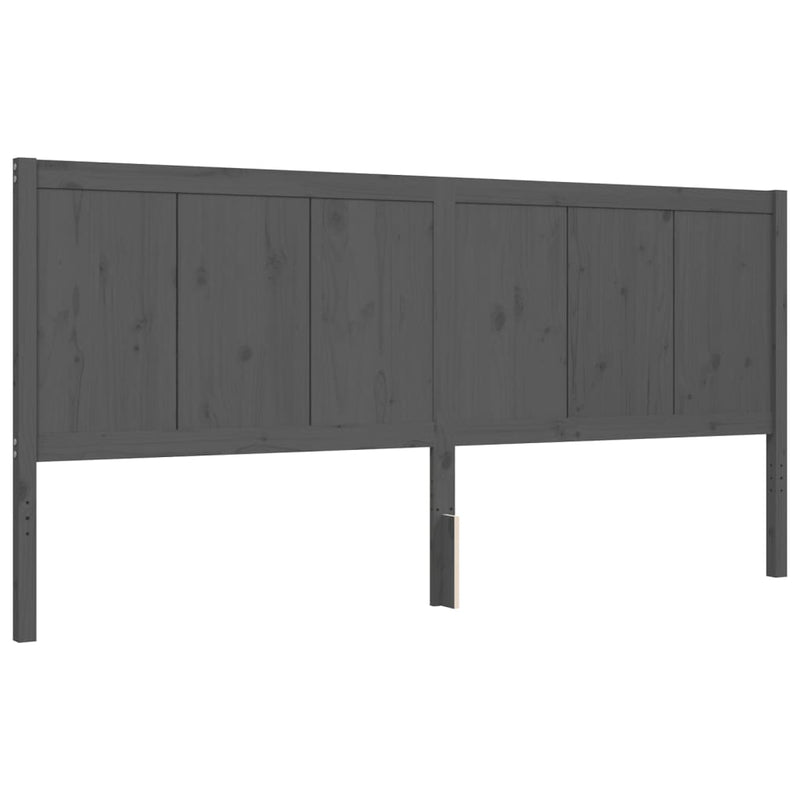 Bed Frame with Headboard Grey 200x200 cm Solid Wood