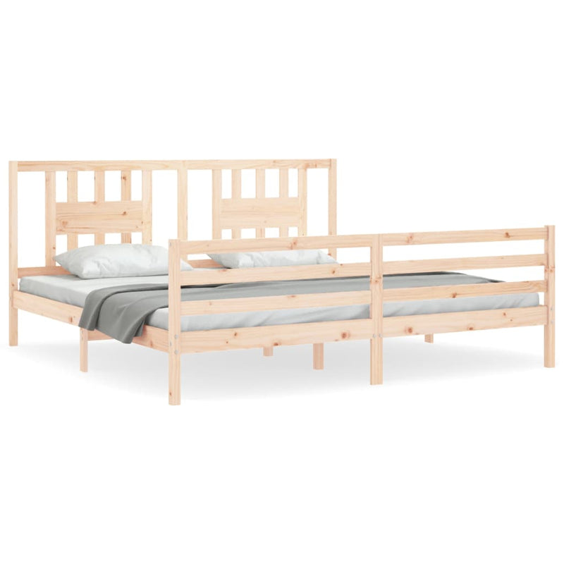 Bed Frame with Headboard Super King Size Solid Wood