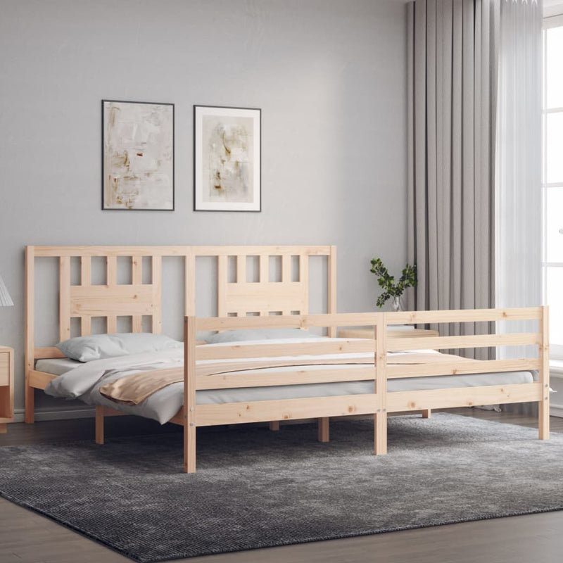 Bed Frame with Headboard Super King Size Solid Wood