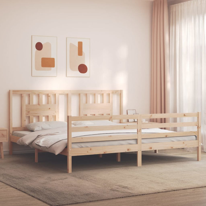 Bed Frame with Headboard Super King Size Solid Wood