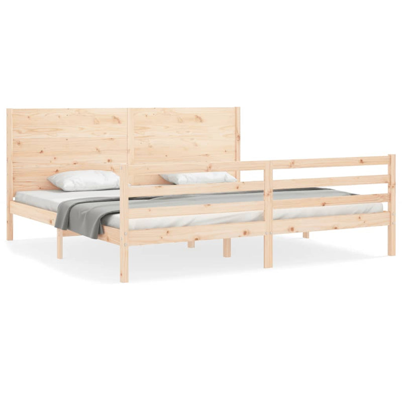 Bed Frame with Headboard 200x200 cm Solid Wood