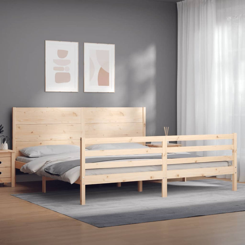 Bed Frame with Headboard 200x200 cm Solid Wood