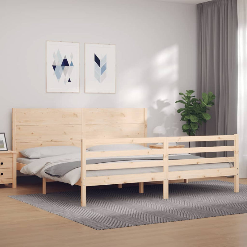 Bed Frame with Headboard 200x200 cm Solid Wood