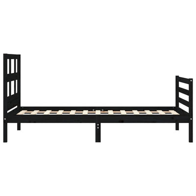 Bed Frame with Headboard Black 100x200 cm Solid Wood