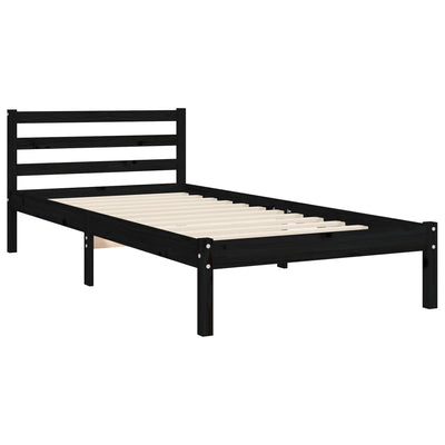 Bed Frame with Headboard Black 100x200 cm Solid Wood