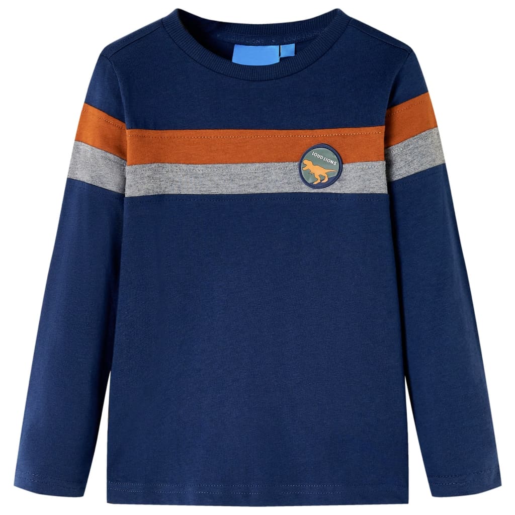 vidaXL Kids'T-shirt with Long Sleeves Navy Blue 104 1